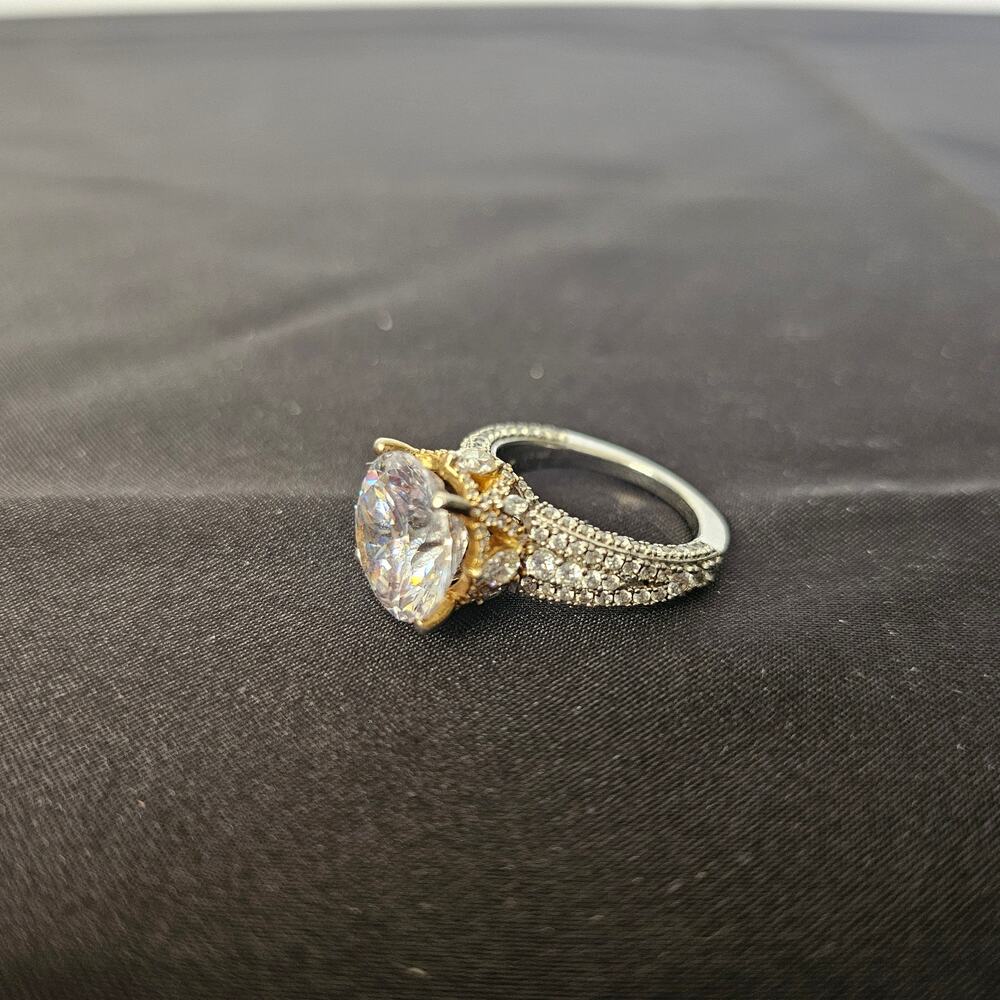 JTV Bella Luce 4.5ctw Round Halo Ring 925 Sterling Sz 8 Two Tone - Picture 3 of 7